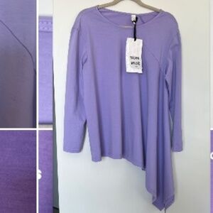 Asymmetrical long sleeve cotton tshirt